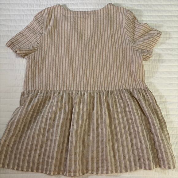 Listicle Women's Linen Blend Babydoll Short Sleeve Blouse, size Medium - Picture 2 of 5